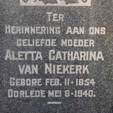 NIEKERK Aletta Catharina, van 1854-1940