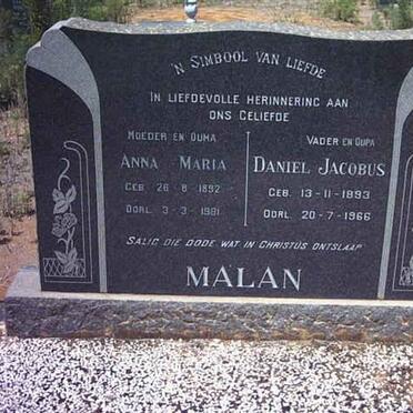 MALAN Daniel Jacobus 1893-1966 &amp; Anna Maria 1892-1981