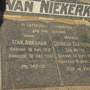 NIEKERK Izak Abraham, van 1871-1947 &amp; Cornelia Gertruida MEYER 1874-1957