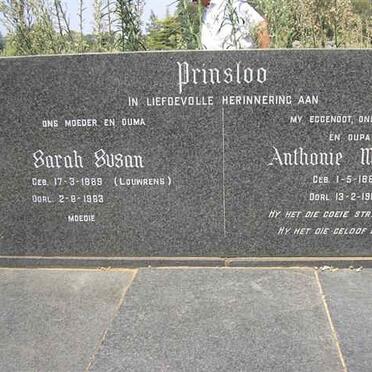 PRINSLOO  Anthonie Michael 1880-1964 &amp; Sarah Susan LOUWRENS 1889-1983