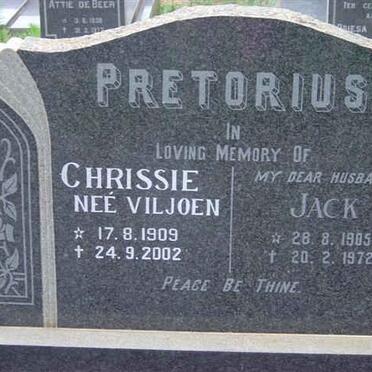PRETORIUS Jack 1905-1972 &amp; Chrissie VILJOEN 1909-2002