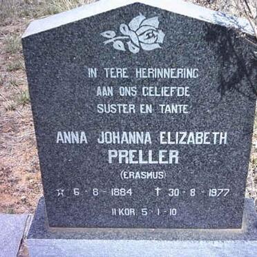PRELLER Anna Johanna Elizabeth nee ERASMUS 1884-1977