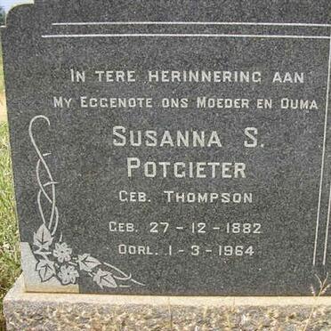 POTGIETER Susanna S. nee THOMPSON 1882-1964