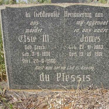 PLESSIS James, du 1883-1961 &amp;  Elsie M. GRACH 1881-1965