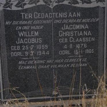 PRINSLOO Willem Jacobus 1859-1944 &amp; Jacomina Christina CLAASSEN 1876-1965