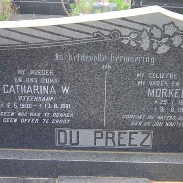 PREEZ Morkel W., du 1895-1972 &amp; Catharina W. STEENKAMP 1900-1991