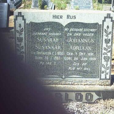 PRINSLOO Johannes Adriaan 1881-1959 &amp; Susarah Susannah OOSTHUIZEN 1890-1967