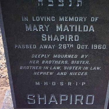 SHAPIRO Mary Matilda -1960