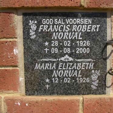 NORVAL Francis Robert 1926-2000 &amp; Maria Elizabeth 1926-