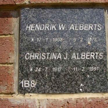 ALBERTS Hendrik W. 1908-1978 &amp; Christina J. 1917-1997