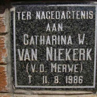 NIEKERK Catharina W., van nee VAN DER MERWE  -1986