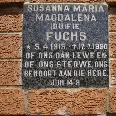 FUCHS Susanna Maria Magdalena 1915-1990
