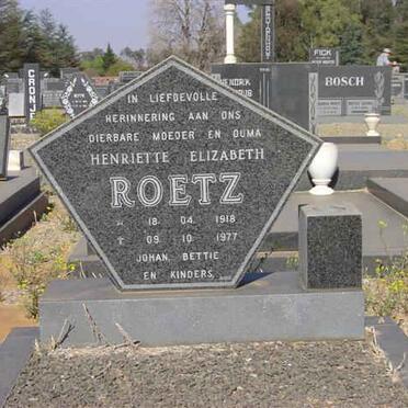ROETZ Henriette Elizabeth 1918-1977