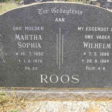 ROOS  Wilhelm 1886-1964 &amp; Martha Sophia 1892-1976