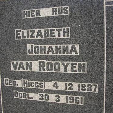ROOYEN Elizabeth Johanna, van HIGGS 1887-1961