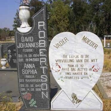 ROBERTSON David Johannes 1924-2003 &amp; Anna Sophia HAASBROEK 1943-1998