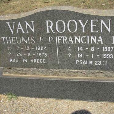 ROOYEN Theunis F.P., van 1904-1978 &amp; Francina B. 1907-1993