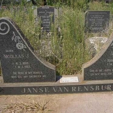RENSBURG Nicolaas J., Janse van 1880-1963 &amp; Anna S.C. ROODT 1886-1962
