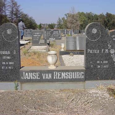 RENSBURG Pieter F.M., Janse van 1898-1977 &amp; Louisa J. STONE 1893-1977