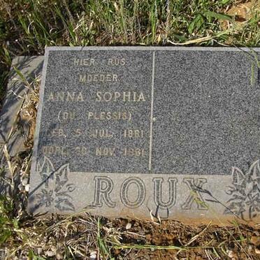 ROUX Anna Sophia nee DU PLESSIS 1881-1961