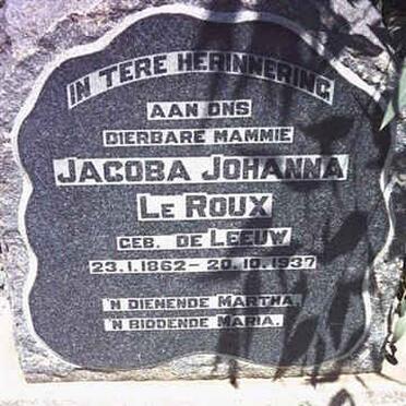 ROUX Jacoba Johanna, le nee DE LEEUW 1962-1937