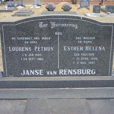 RENSBURG Lourens Petrus, Janse van 1904-1980 &amp; Esther Helena PAULSEN 1906-1987