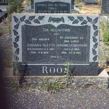ROOS Johannes Christiaan 18?3-1958 &amp; Johanna Aletta ? 1888-1978