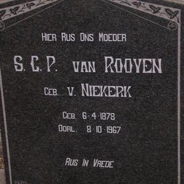 ROOYEN S.C.P. néé V. NIEKERK 1878-1967