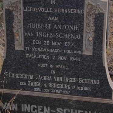 SCHENAU Huibert Antonie, van Ingen 1877-1944 &amp; Emmerentia Jacoba JANSE VAN RENSBURG 1885-1967