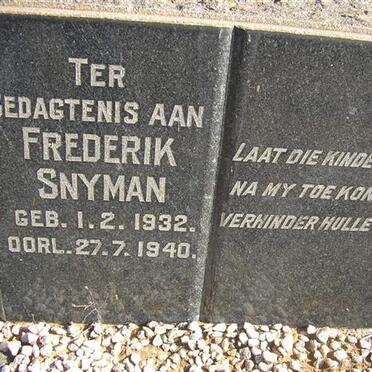 SNYMAN Frederik 1932-1940