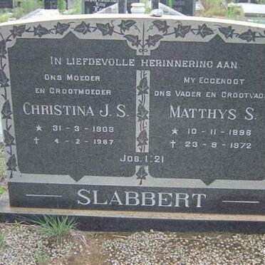 SLABBERT Matthys 1896-1972 &amp; Christina J.S. 1903-1987