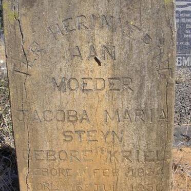 STEYN Jacoba Maria néé KRIEL 1854-1950