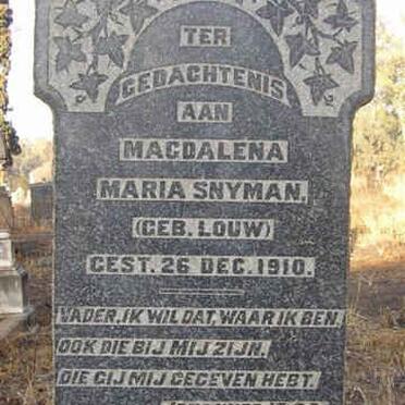 SNYMAN Magdalena Maria nee LOUW -1910