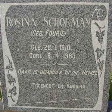 SCHOEMAN Rosina nee FOURIE 1910-1963