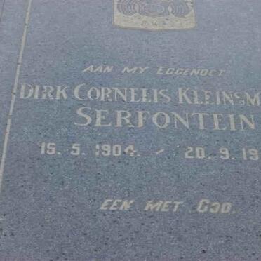 SERFONTEIN Dirk Cornelis Kleinsmidt 1904-1972