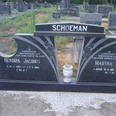 SCHOEMAN Hendrik Jacobus 1887-1985 &amp; Martha Susanna BOTHA 1891-19?4