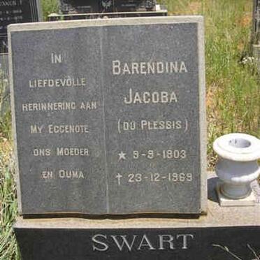 SWART Barendina Jacoba nee DU PLESSIS 1903-1969