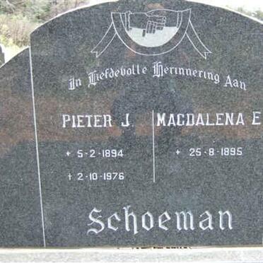 SCHOEMAN Pieter J. 1894-1976 &amp; Magdalena E. 1895-