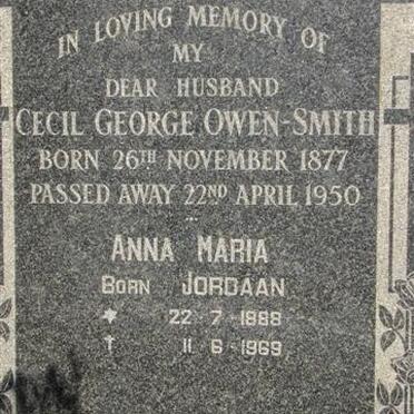 SMITH Cecil George Owen 1877-1950 &amp; Anna Maria JORDAAN 1888-1969