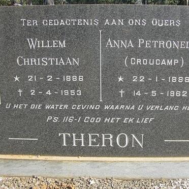THERON Willem Christiaan 1886-1953 &amp; Anna Petronella CROUCAMP 1888-1962