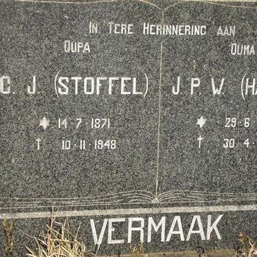 VERMAAK C.J. 1871-1948 &amp; J.P.W. 1874-1960