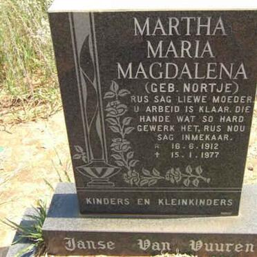 VUUREN Martha Maria Magdalena, Janse van nee NORTJE 1912-1977