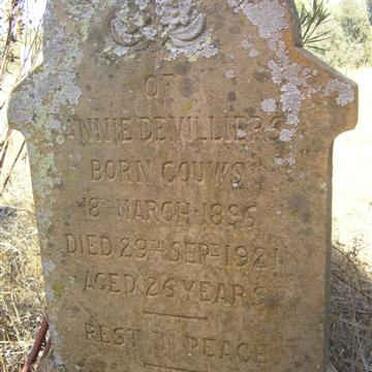 VILLIERS Annie, de nee GOUWS 1895-1921