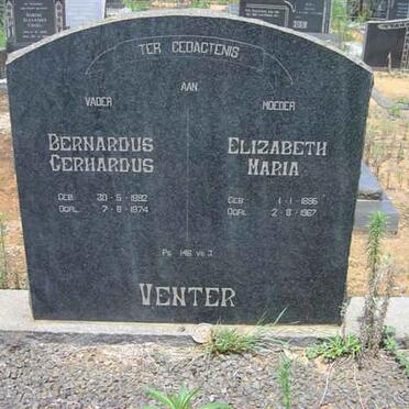 VENTER Bernardus Gerhardus 1892-1974 &amp; Elizabeth Maria 1895-1967