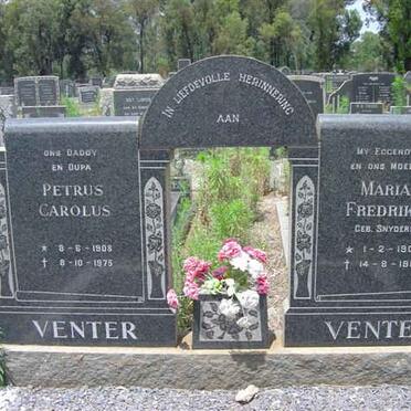 VENTER Petrus Carolus 1908-1975 &amp; Maria Fredrika SNYDERS 1904-1967