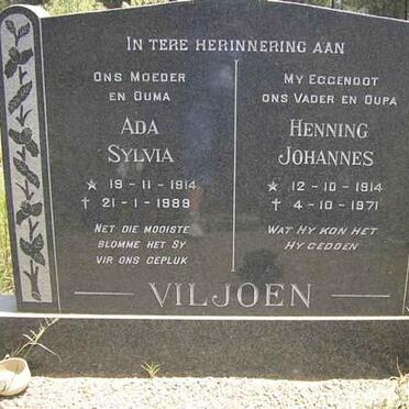 VILJOEN Henning Johannes 1914-1971 &amp; Ada Sylvia 1914-1989