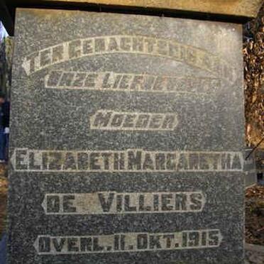 VILLIERS Elizabeth Margaretha, de -1915