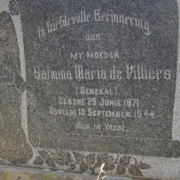 VILLIERS Salmina Maria, de néé SENEKAL 1871-1944