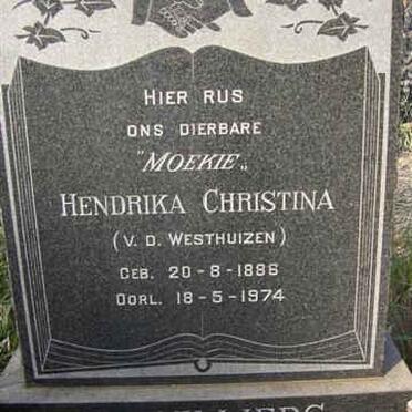 VILLIERS Hendrika Christina, de nee VAN DER WESTHUIZEN 1886-1974