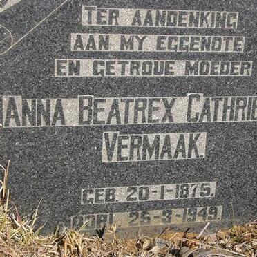 VERMAAK Anna Beatrex Cathriena 1875-1949